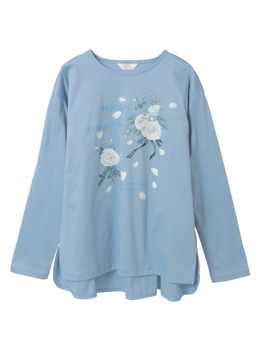 エッチングローズワンポイントpt.カットソー 詳細画像 ブルー 1