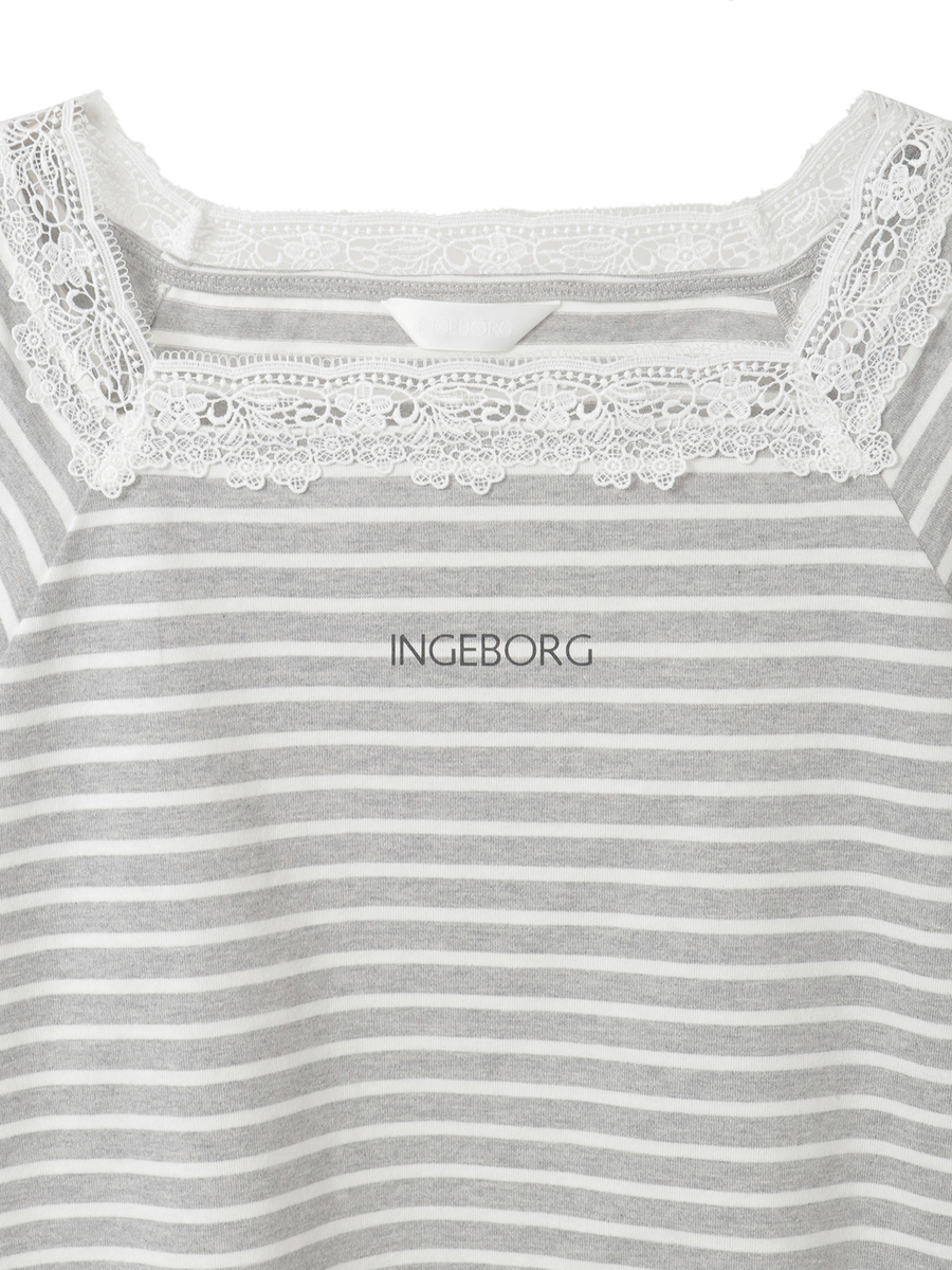 レース使いボーダーカットソー 詳細画像 クロ 3