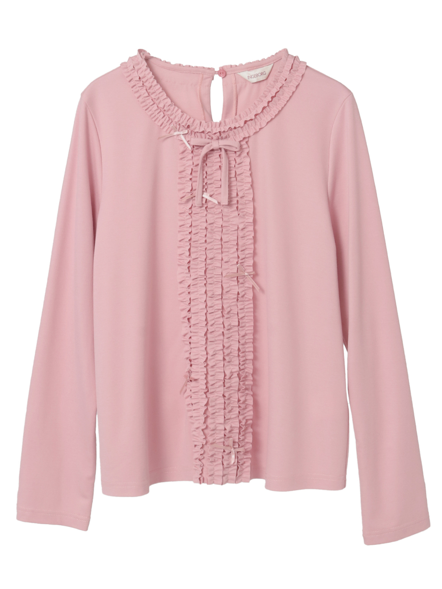 フリル使いリボンアクセントカットソー 詳細画像 ローズ 1