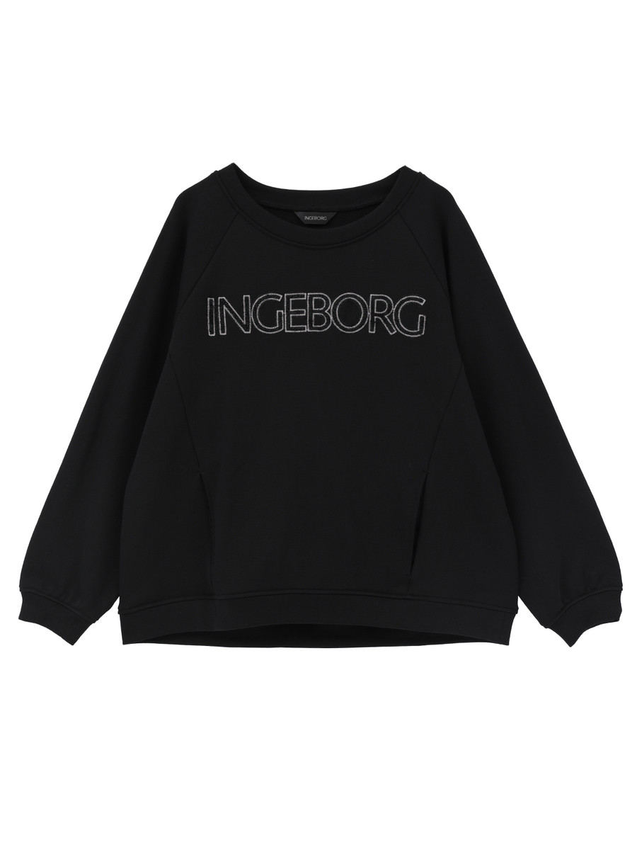 ふわふわロゴ刺繍入り裏毛トレーナー 詳細画像 クロ 1