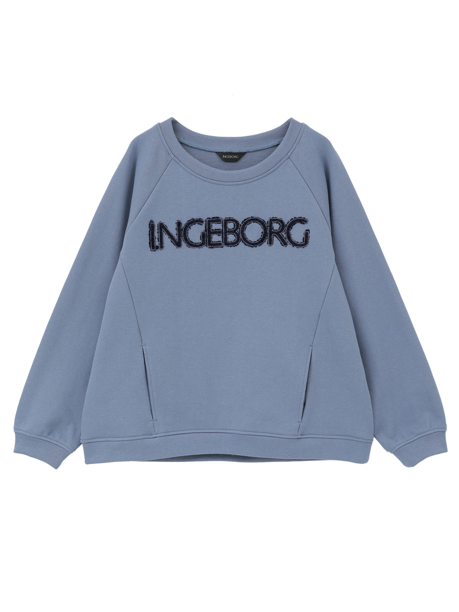 ふわふわロゴ刺繍入り裏毛トレーナー 詳細画像 ブルー 1