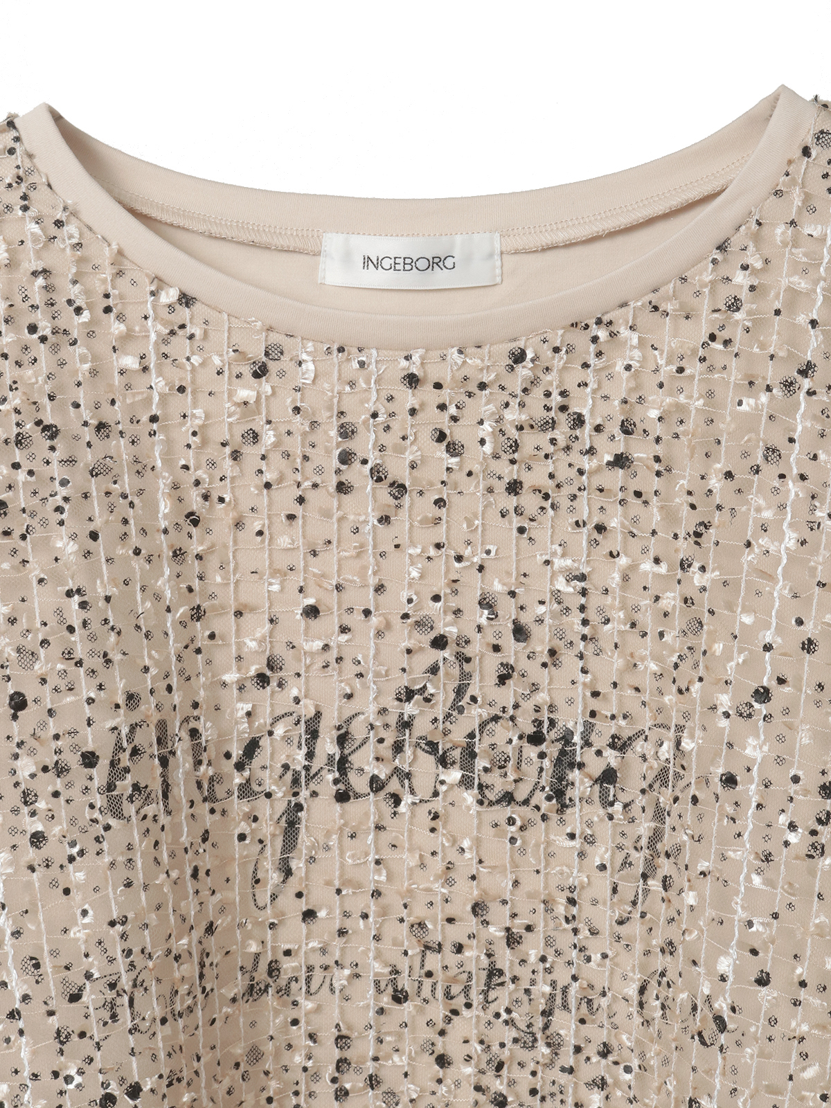 フロッキードットpt.チェックチュール使いレイヤードカットソー