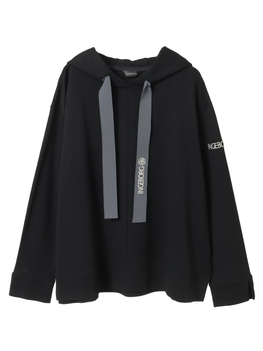 カメリアロゴ刺繍入りカットソーフーディ 詳細画像 クロ 1