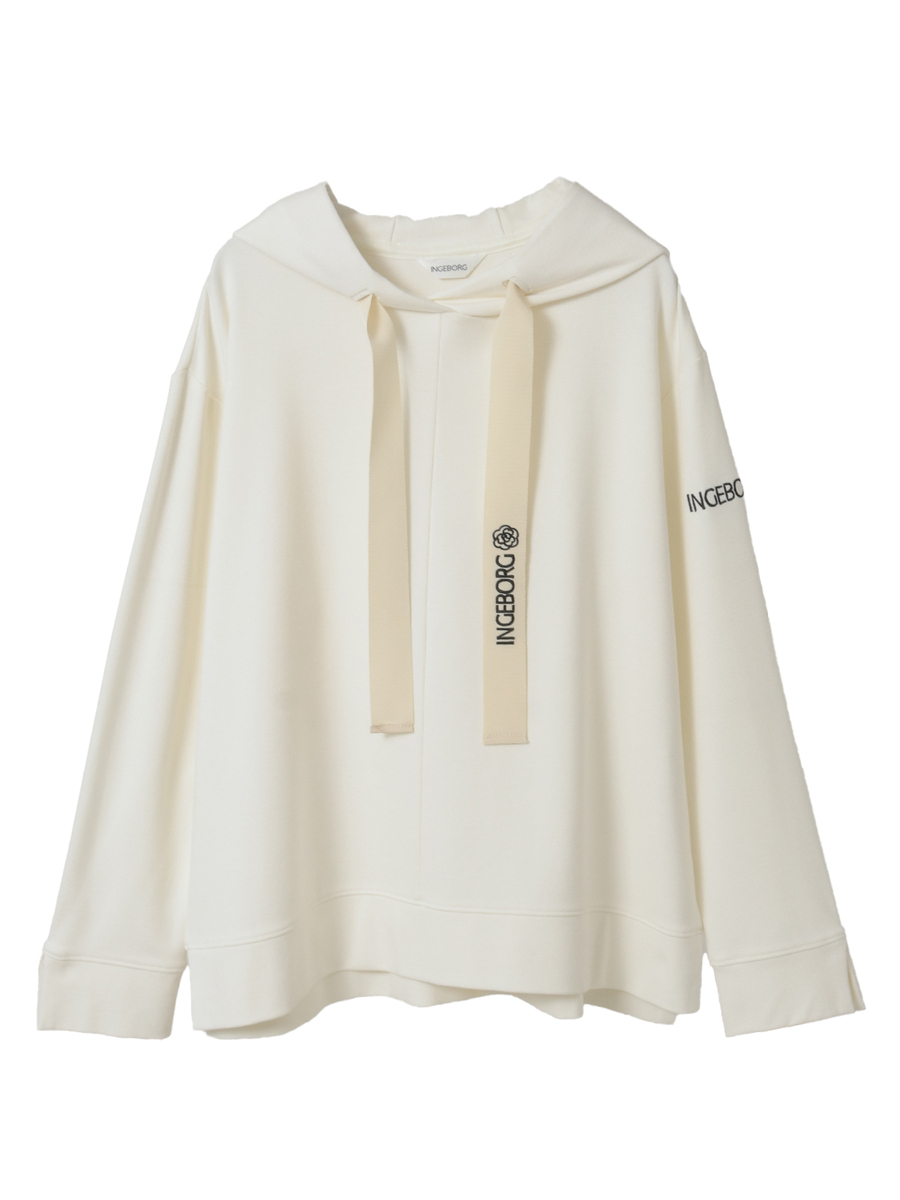 カメリアロゴ刺繍入りカットソーフーディ 詳細画像 シロ 1