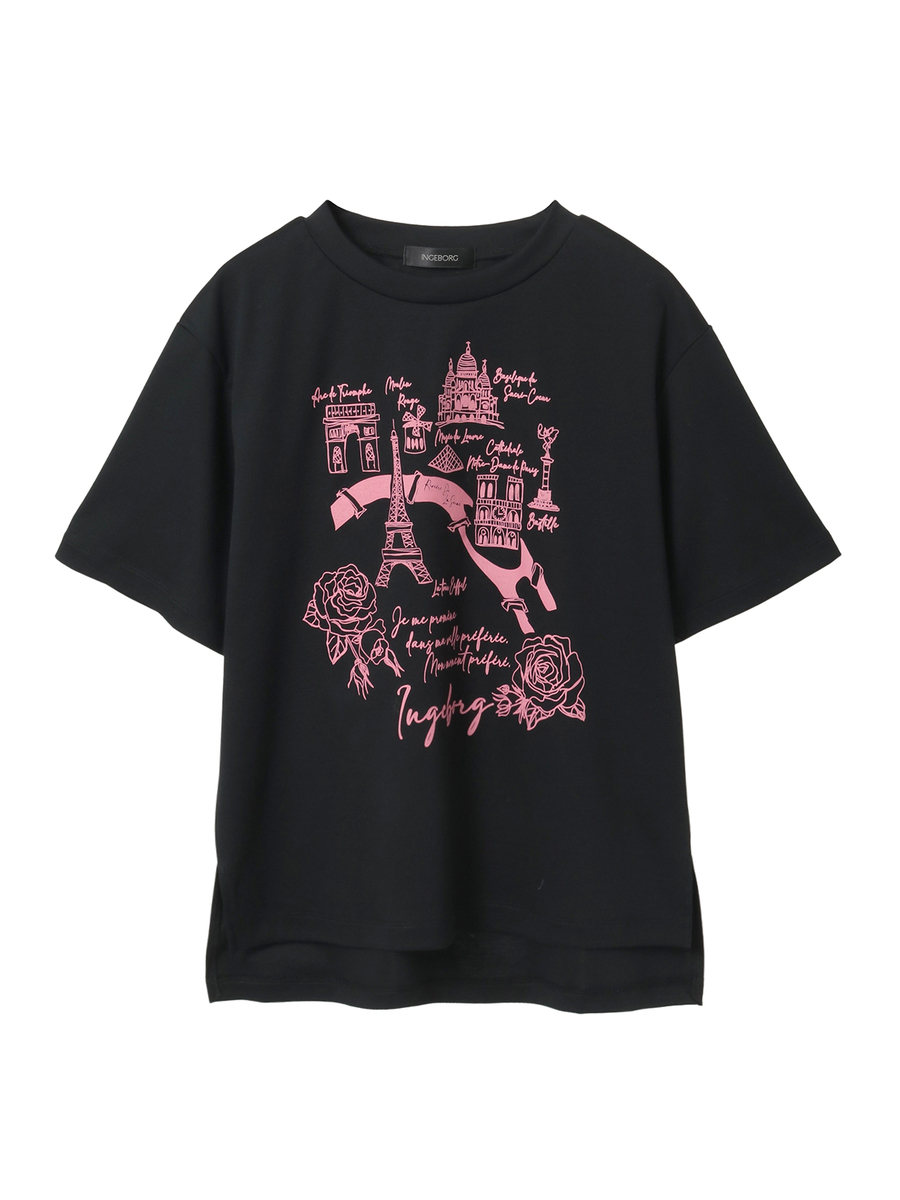 フレンチアートプリントカットソー 詳細画像 クロ 1