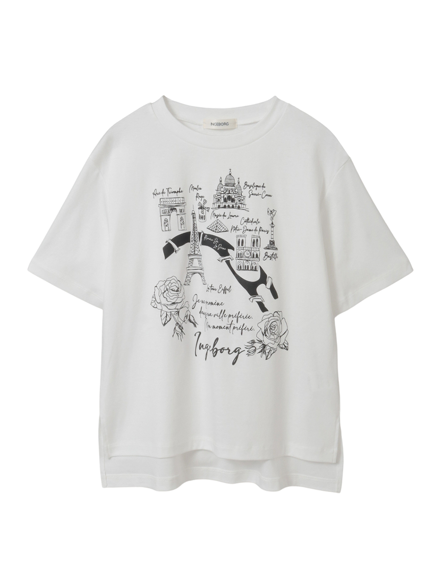 フレンチアートプリントカットソー 詳細画像 シロ 1