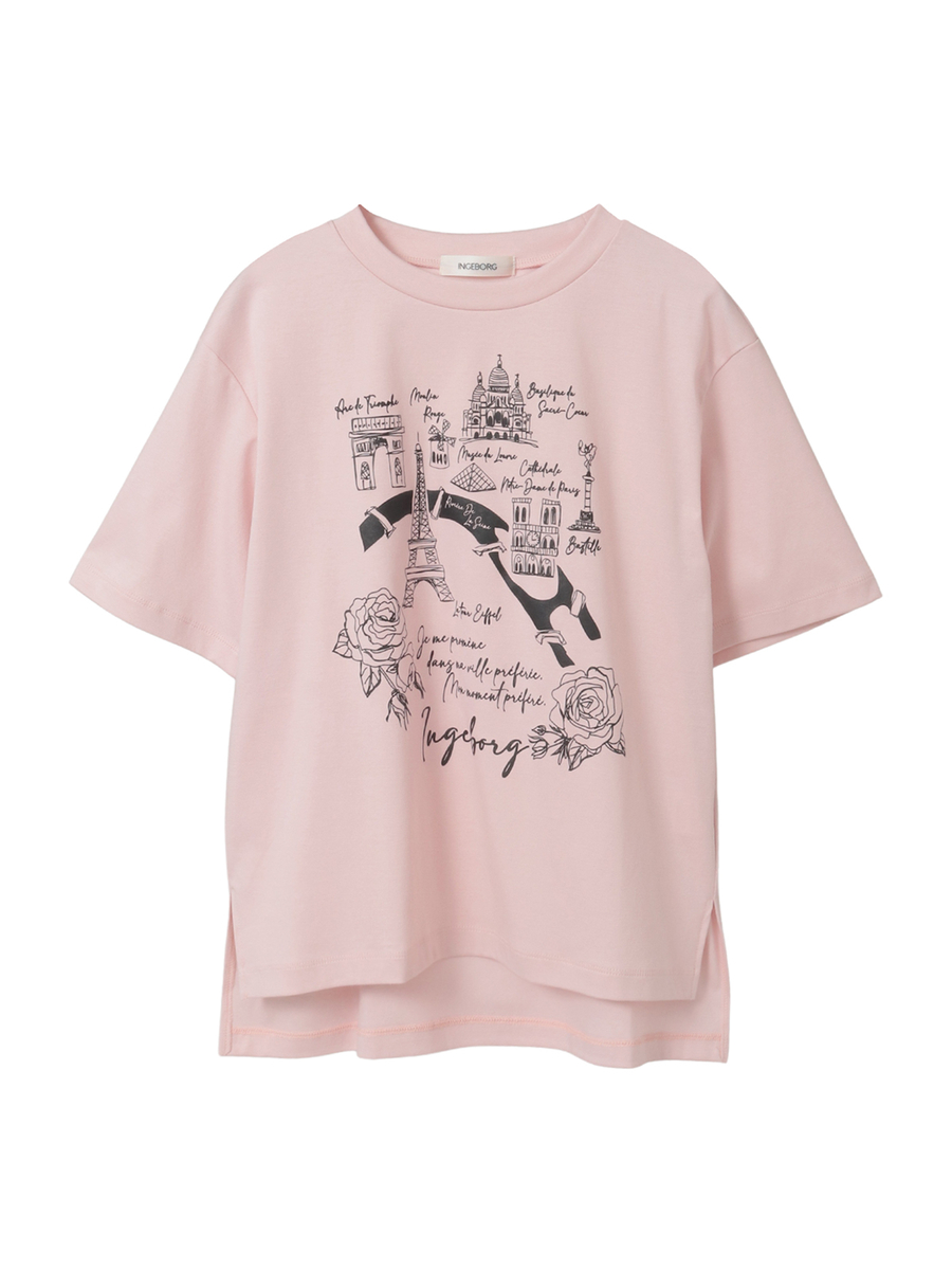 フレンチアートプリントカットソー 詳細画像 ピンク 1