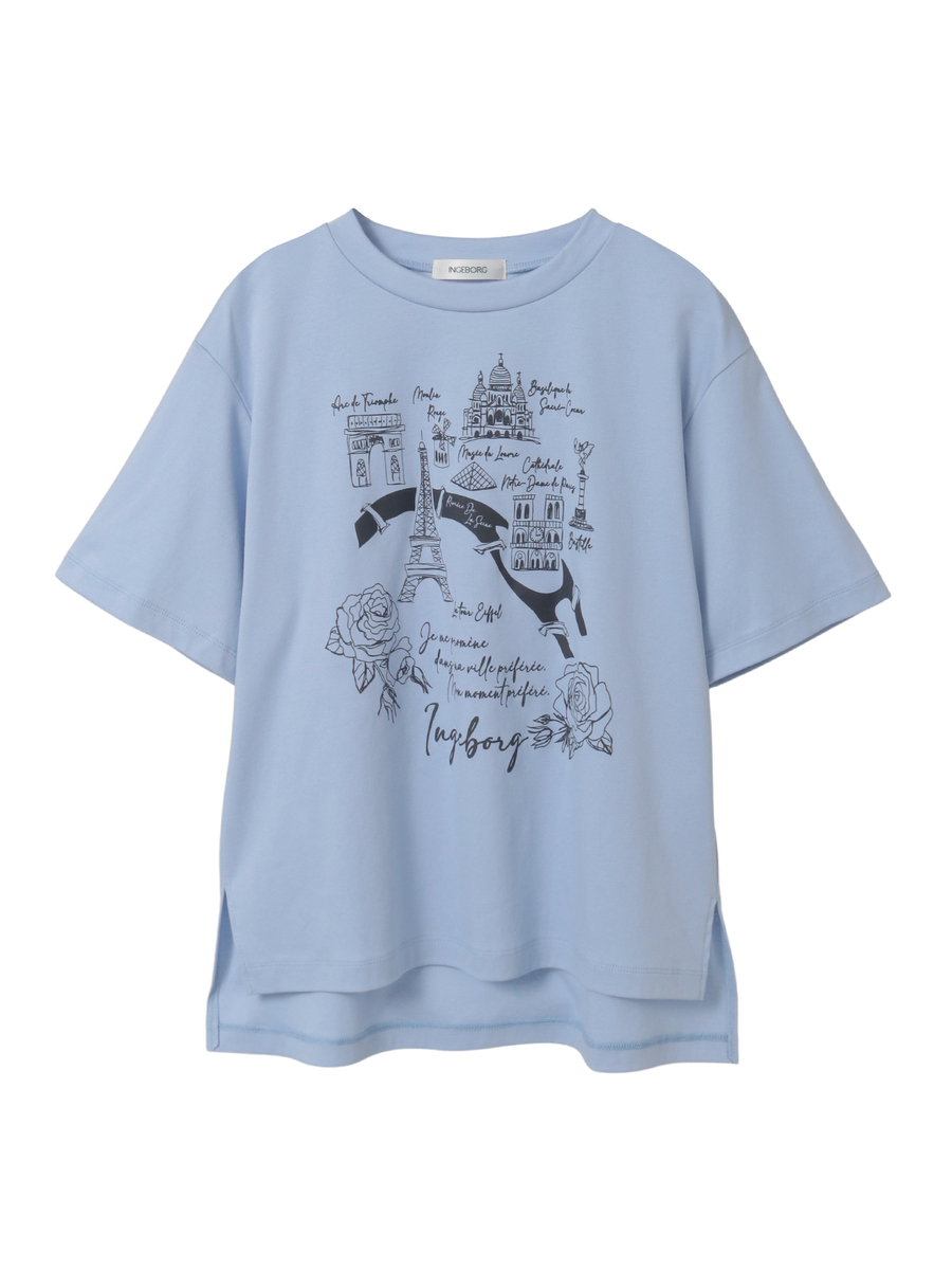 フレンチアートプリントカットソー 詳細画像 ブルー 1