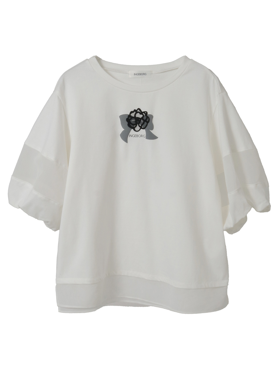 リボンカメリアワンポイントカットソー 詳細画像 オフシロ 1