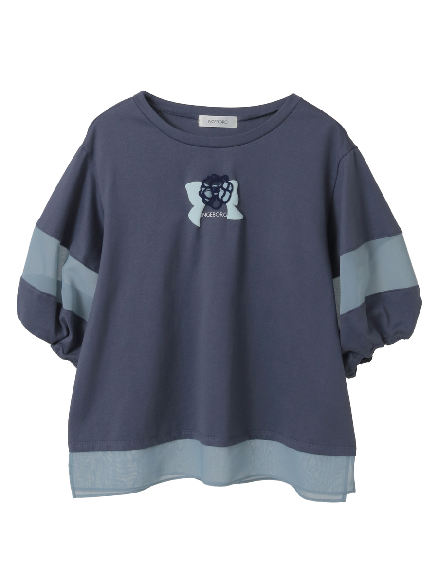 リボンカメリアワンポイントカットソー 詳細画像 ネイビー 1