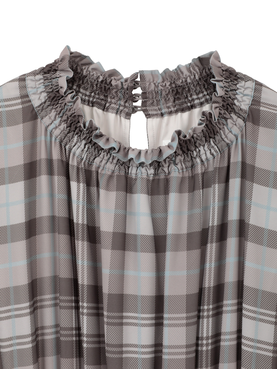 グラデーションチェック シフォンワンピース 詳細画像 クロ 3