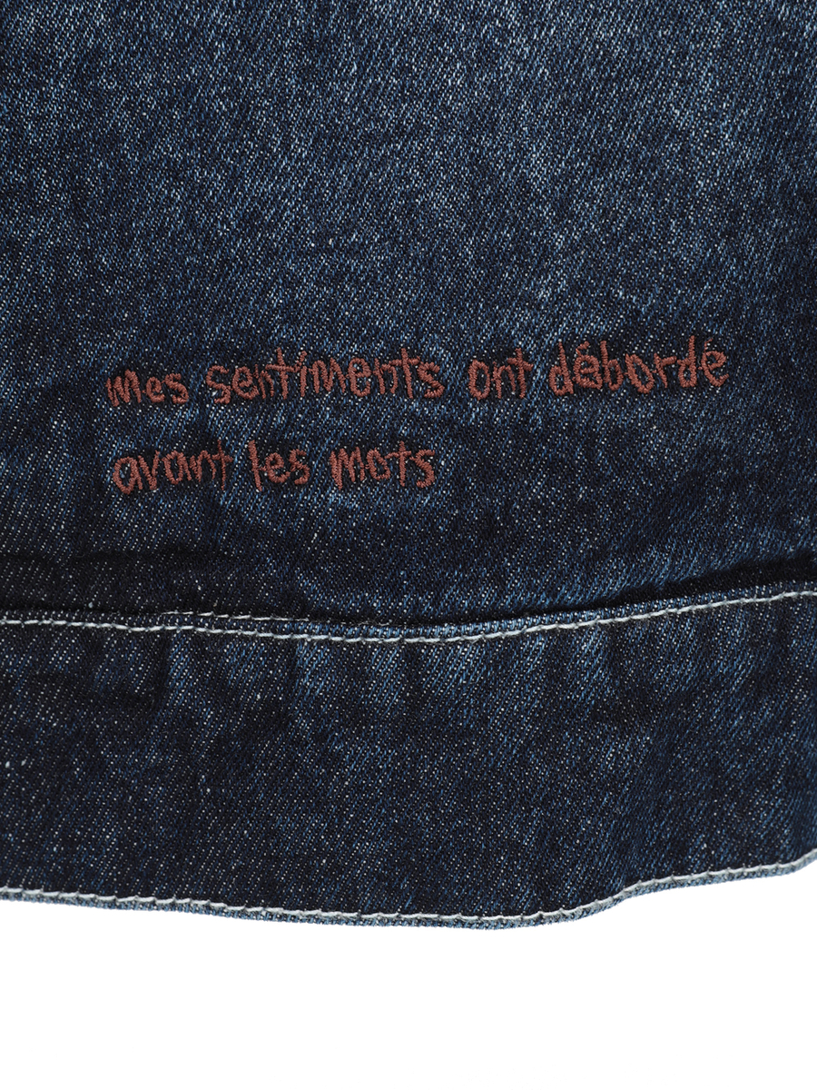 レタリング刺繍入りデニムジャケット 詳細画像 インディゴ 8