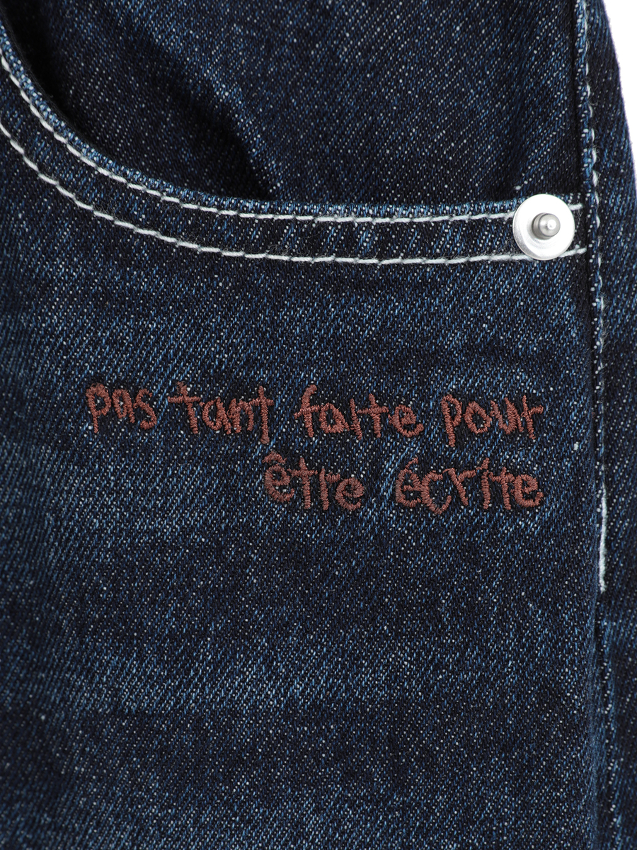 レタリング刺繍入りデニムパンツ 詳細画像 インディゴ 6