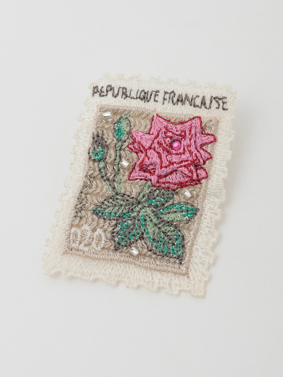 レター刺繍ブローチ 詳細画像 切手 1