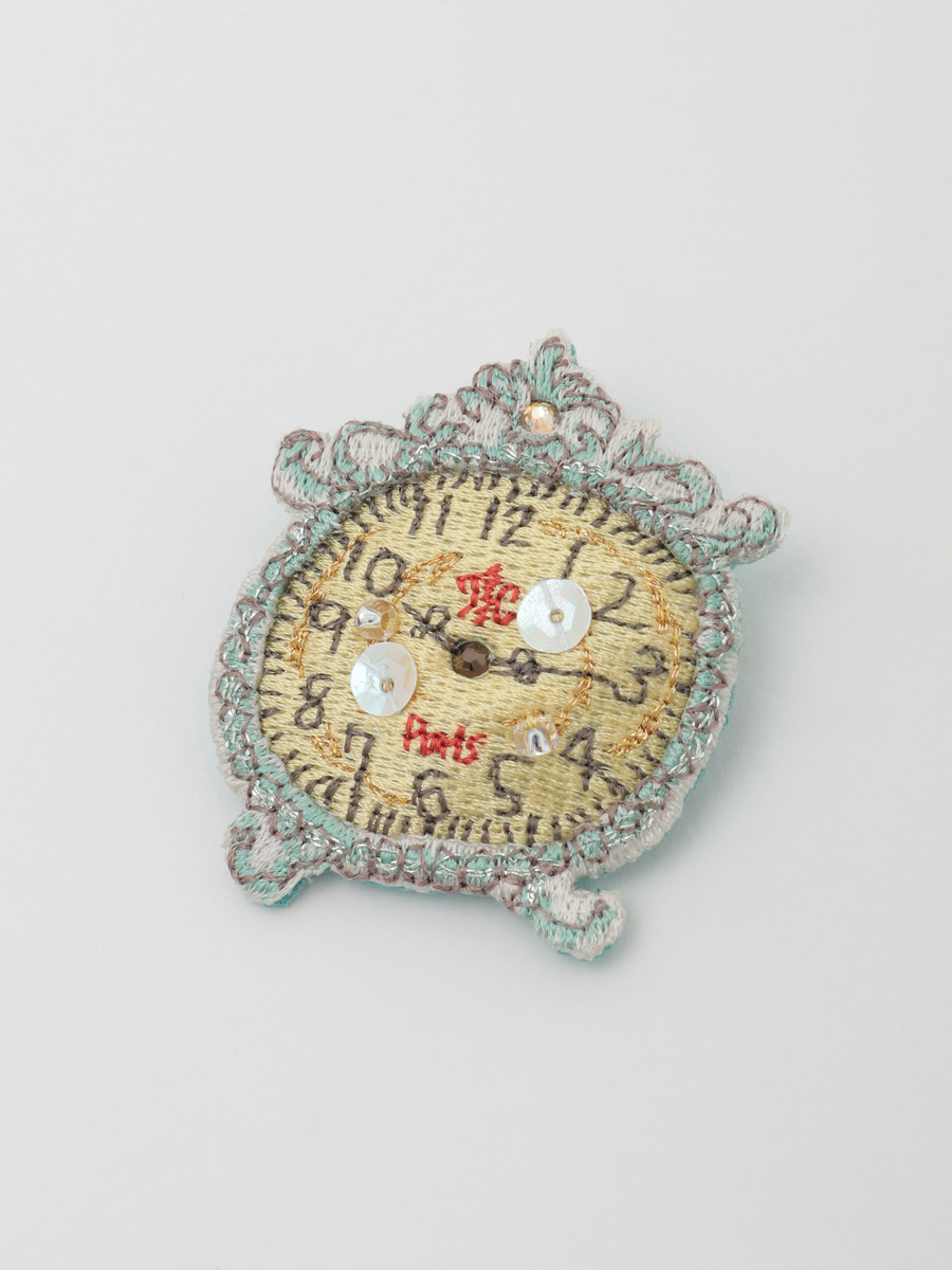レター刺繍ブローチ 詳細画像 時計 1