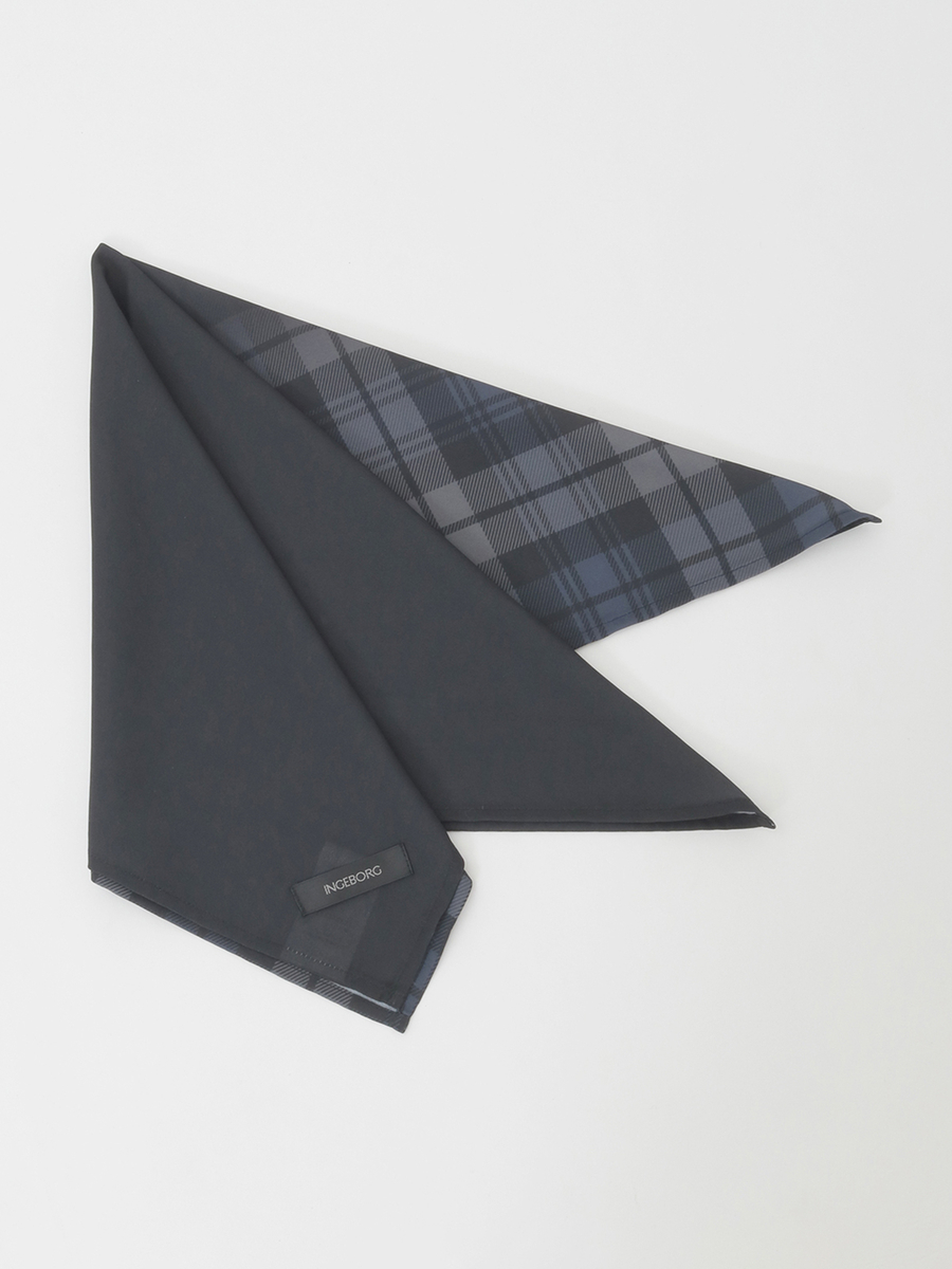 グラデーションチェック シフォンストール 詳細画像 クロ 1