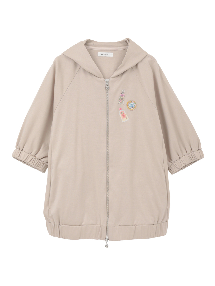 コスメティックワッペン付きパーカー 詳細画像 ベージュ 1