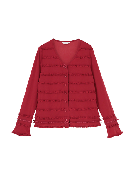 パウダーチュール フリルカーディガン