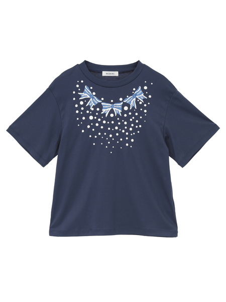 ドット＆リボンプリントTシャツ