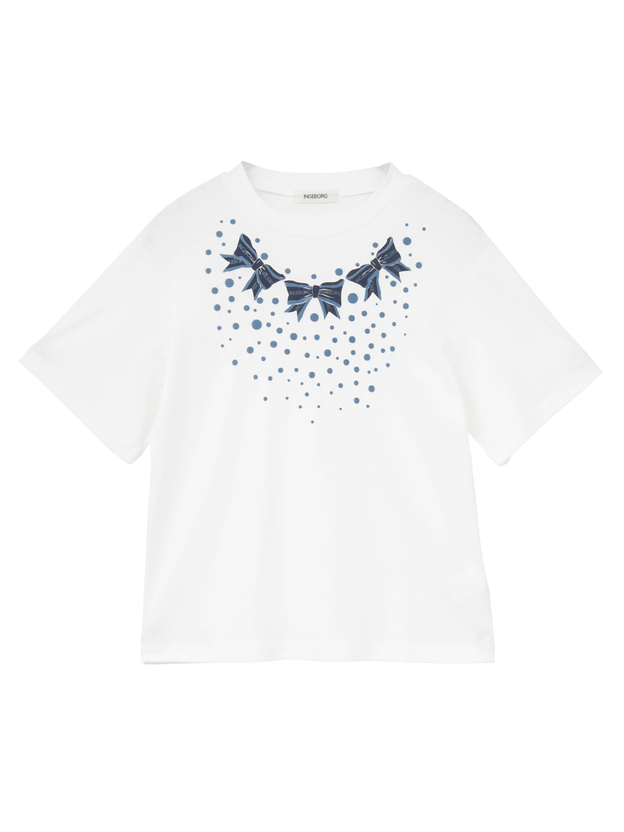ドット＆リボンプリントTシャツ 詳細画像 シロ 1