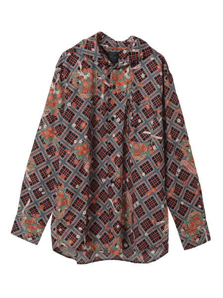 苺リースプリントフードブラウス