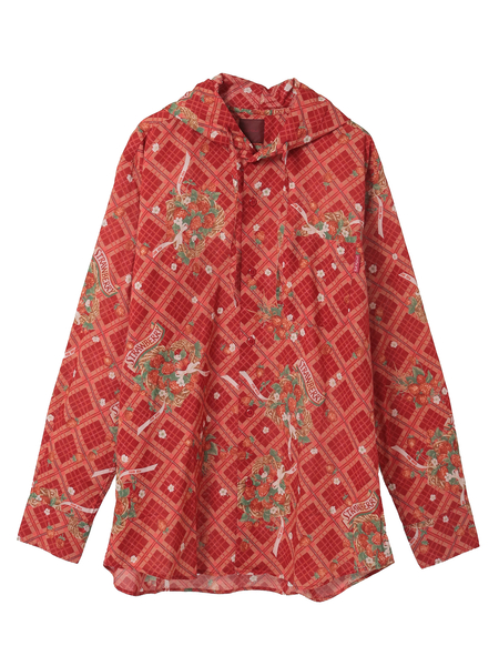 苺リースプリントフードブラウス