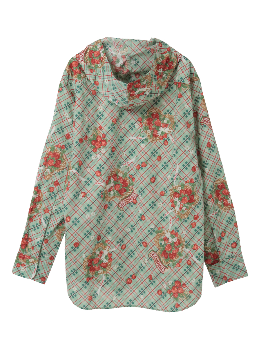 苺リースプリントフードブラウス 詳細画像 グリーン 2