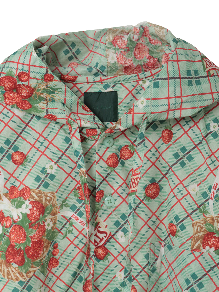 苺リースプリントフードブラウス 詳細画像 グリーン 3