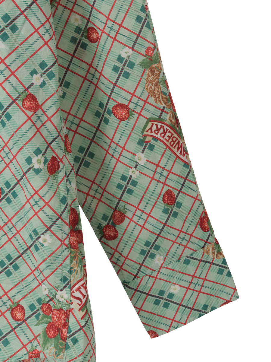 苺リースプリントフードブラウス 詳細画像 グリーン 4