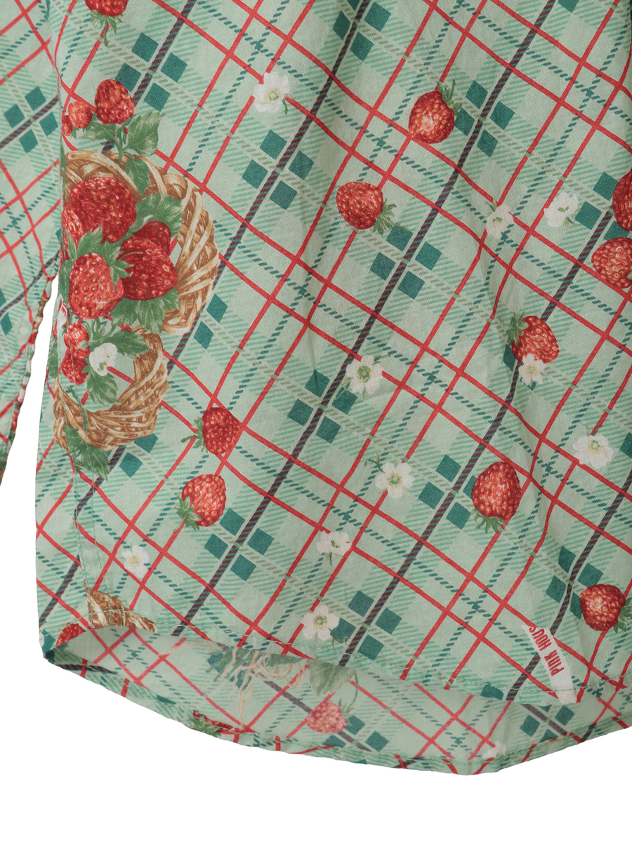 苺リースプリントフードブラウス 詳細画像 グリーン 5