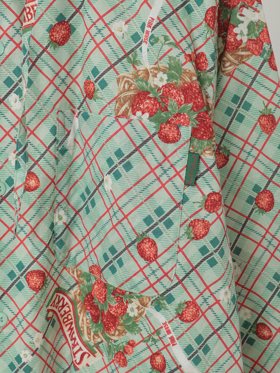 苺リースプリントフードブラウス 詳細画像 グリーン 6