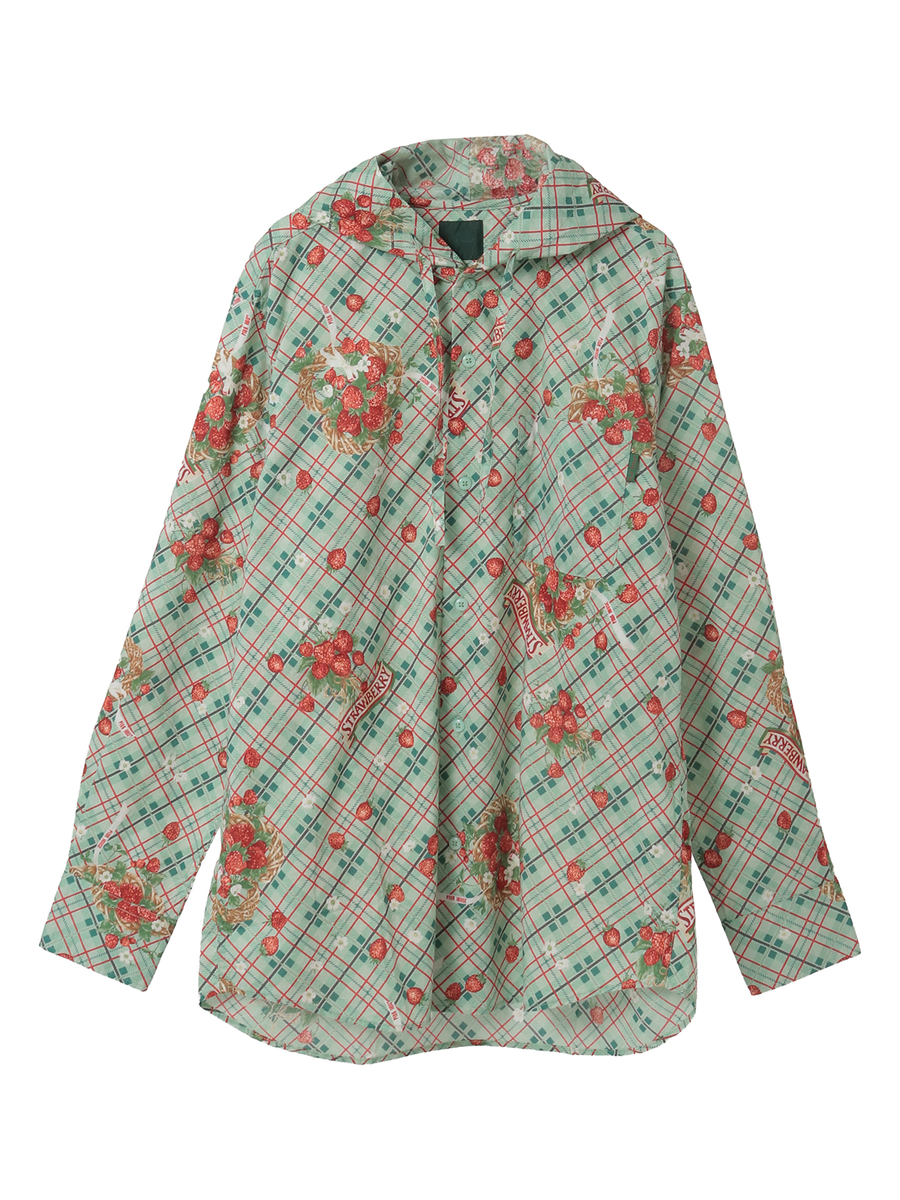 苺リースプリントフードブラウス 詳細画像 グリーン 1