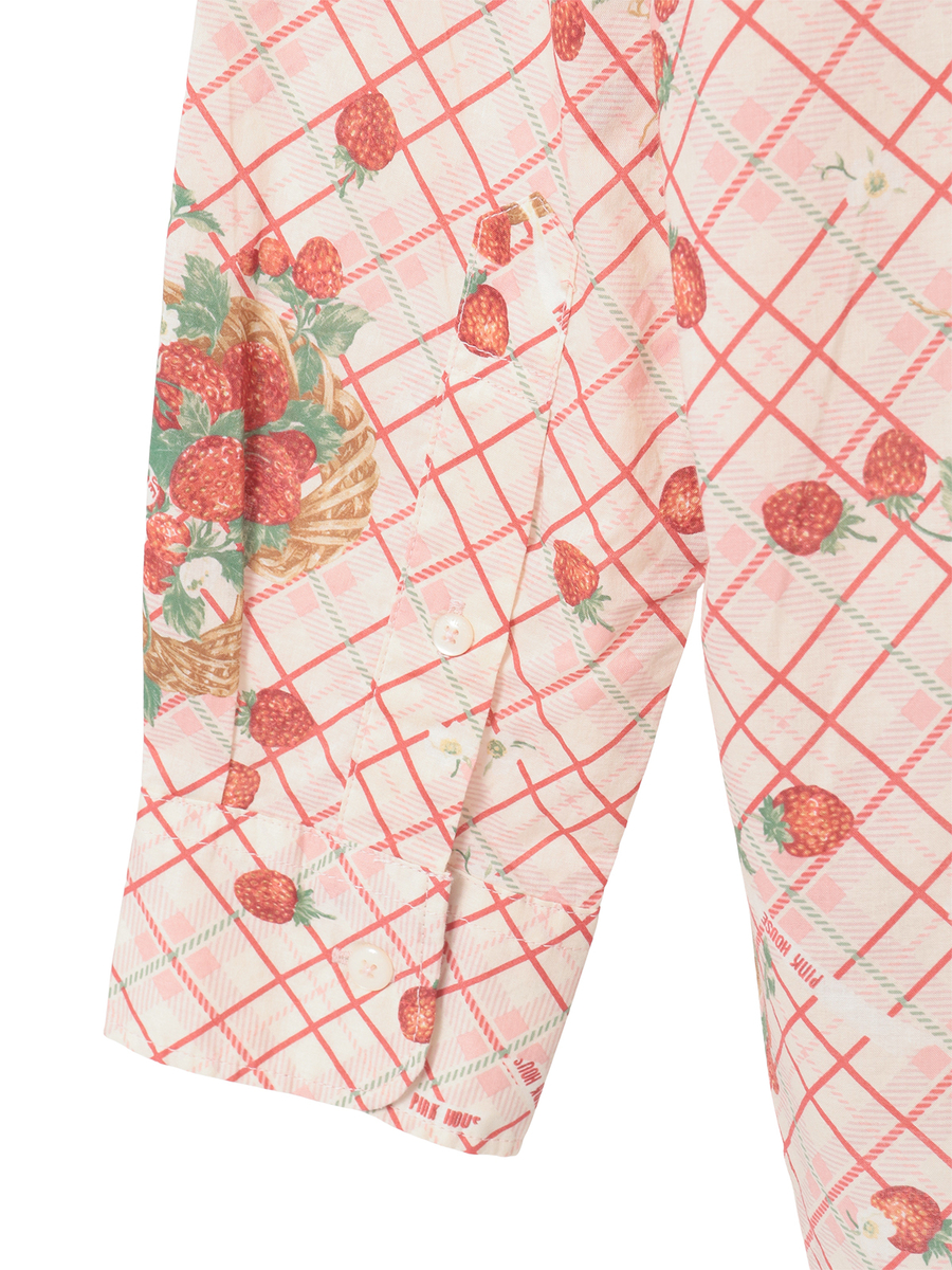 苺リースプリントパッチワークシャツブラウス 詳細画像 シャンパン 5