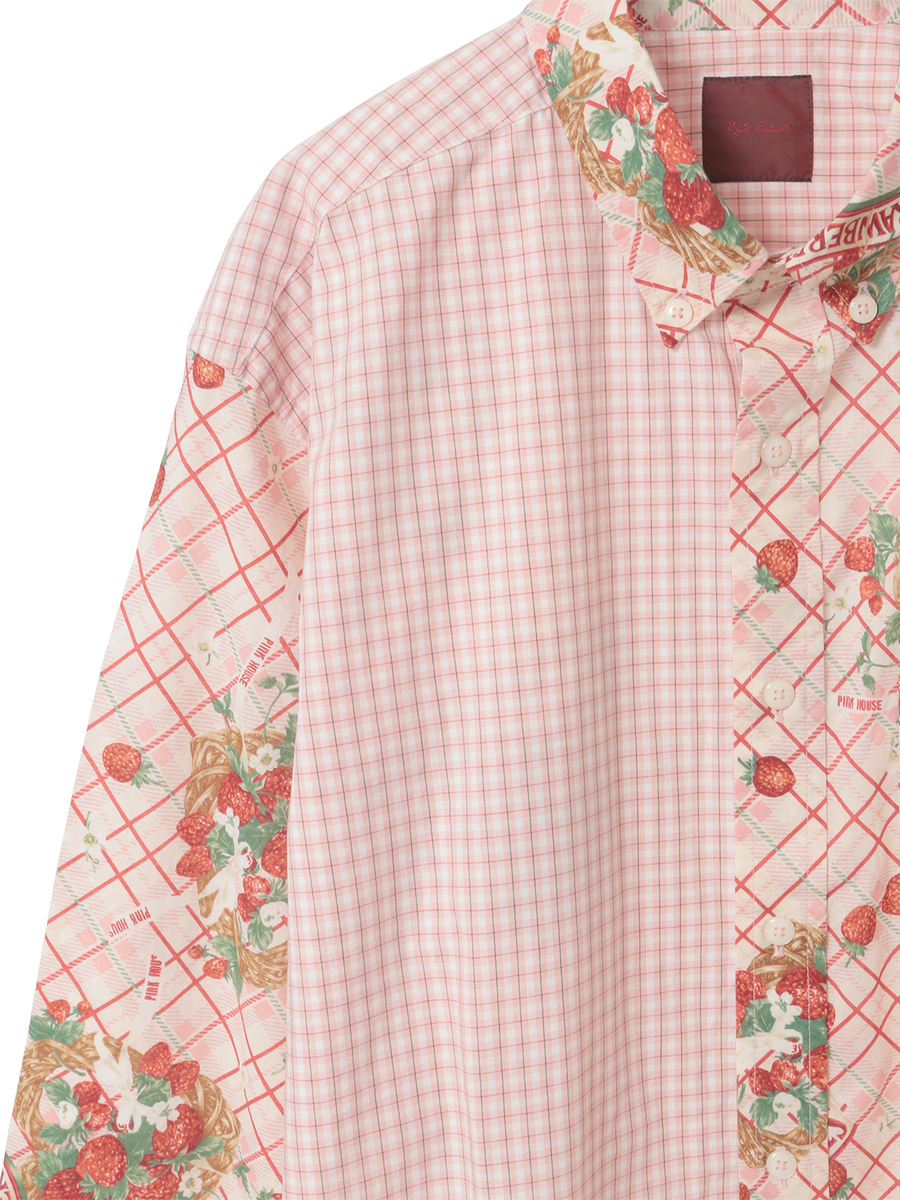 苺リースプリントパッチワークシャツブラウス 詳細画像 シャンパン 8