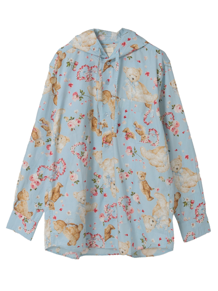 テディローズプリントフードブラウス