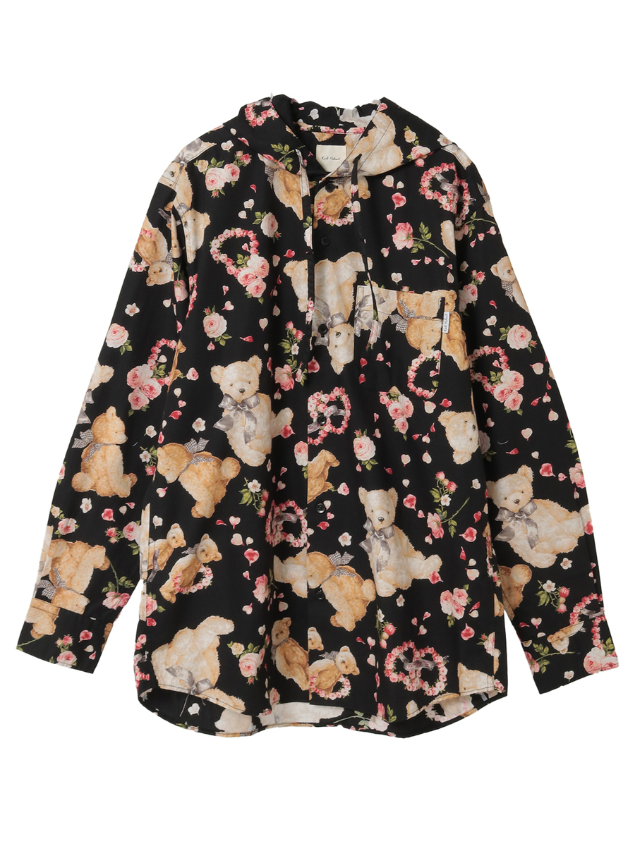 テディローズプリントフードブラウス 詳細画像 クロ 1