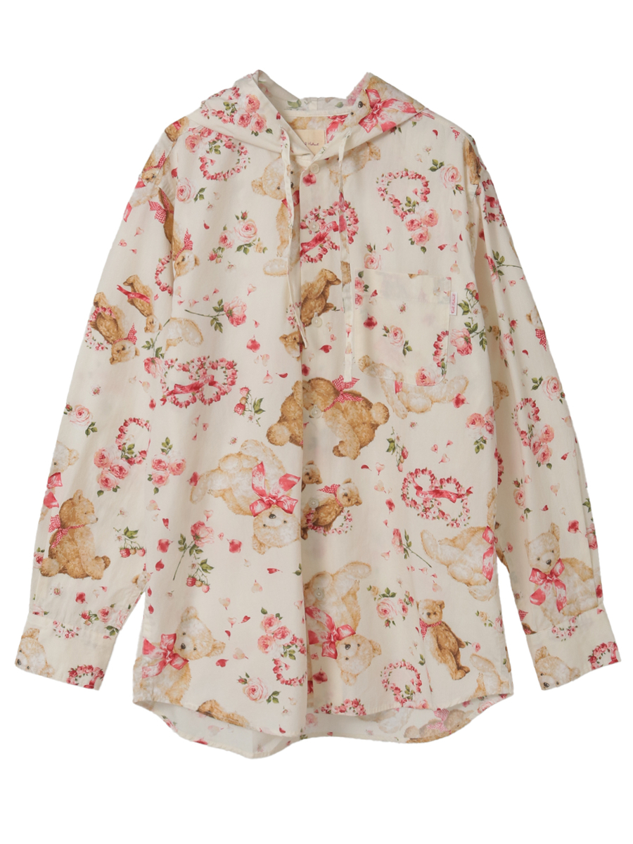 テディローズプリントフードブラウス 詳細画像 バニラ 1