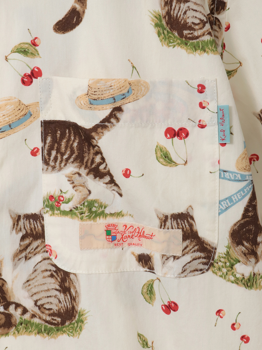 さくらんぼの丘のねこプリントシャツブラウス 詳細画像 クロ 11