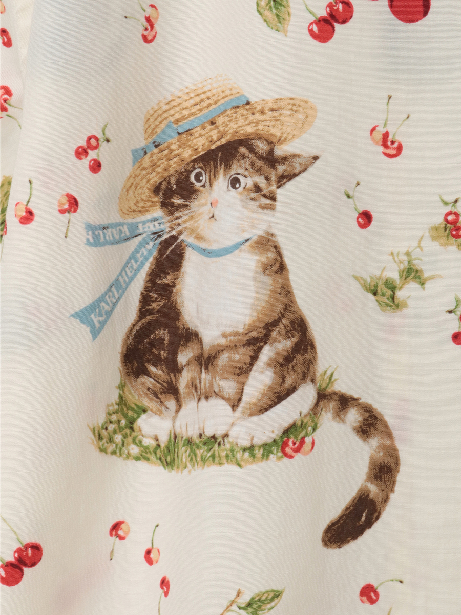 さくらんぼの丘のねこプリントシャツブラウス 詳細画像 クロ 12