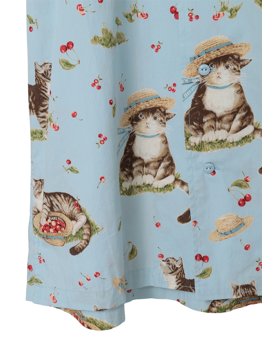 さくらんぼの丘のねこプリントシャツブラウス 詳細画像 クロ 5