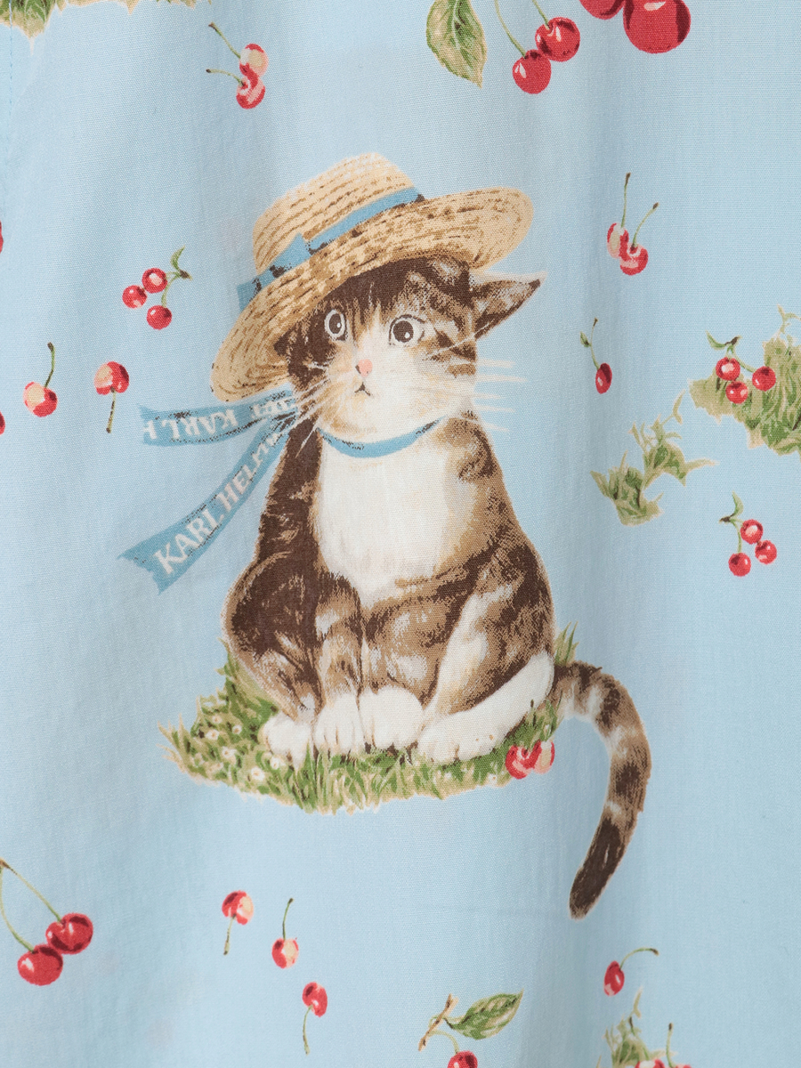 さくらんぼの丘のねこプリントシャツブラウス 詳細画像 クロ 7
