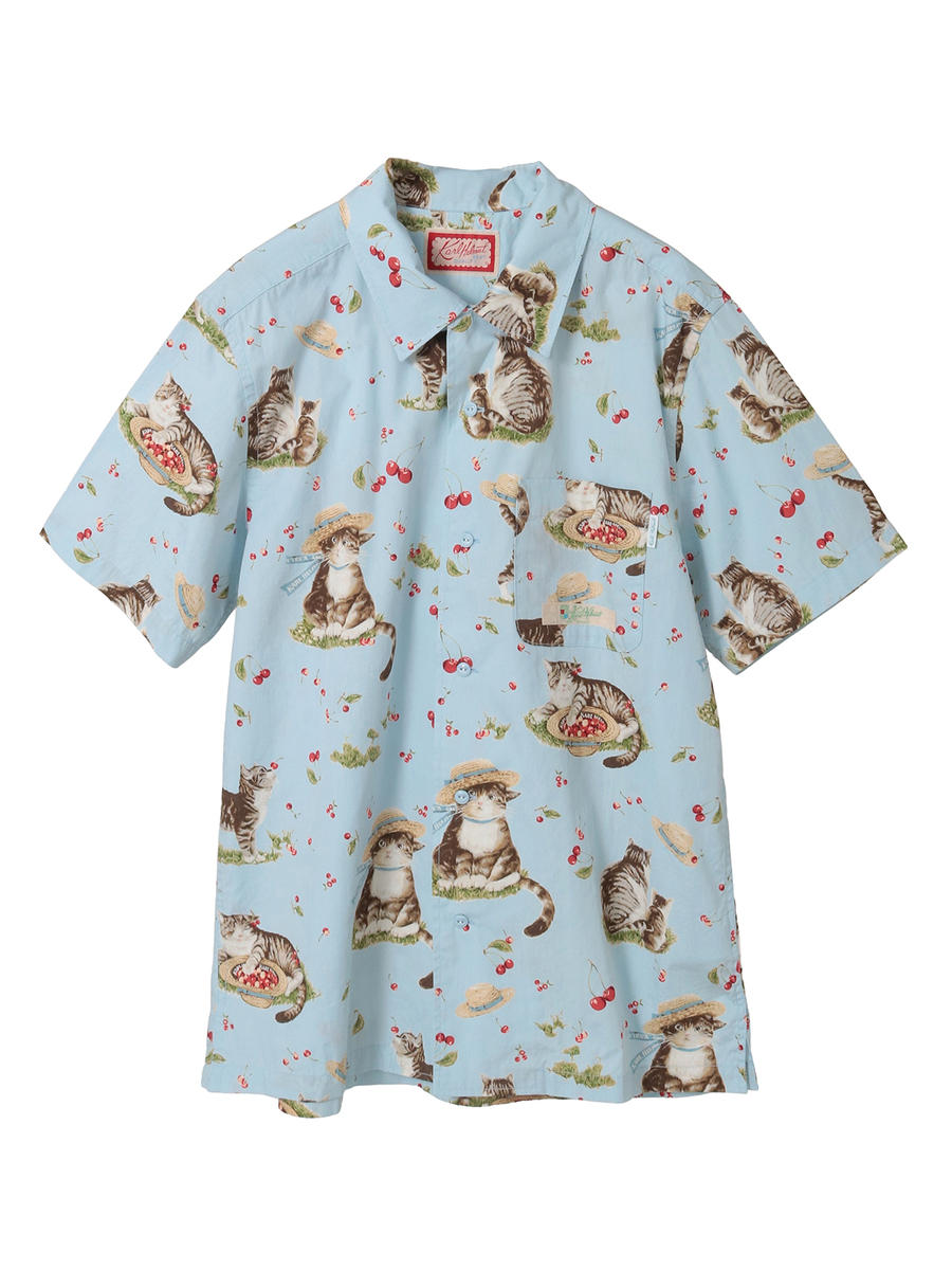 さくらんぼの丘のねこプリントシャツブラウス 詳細画像 クロ 8
