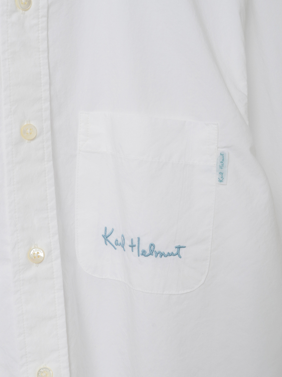 ロゴワンポイント刺繍入りシャツブラウス 詳細画像 ストライプアカ 10