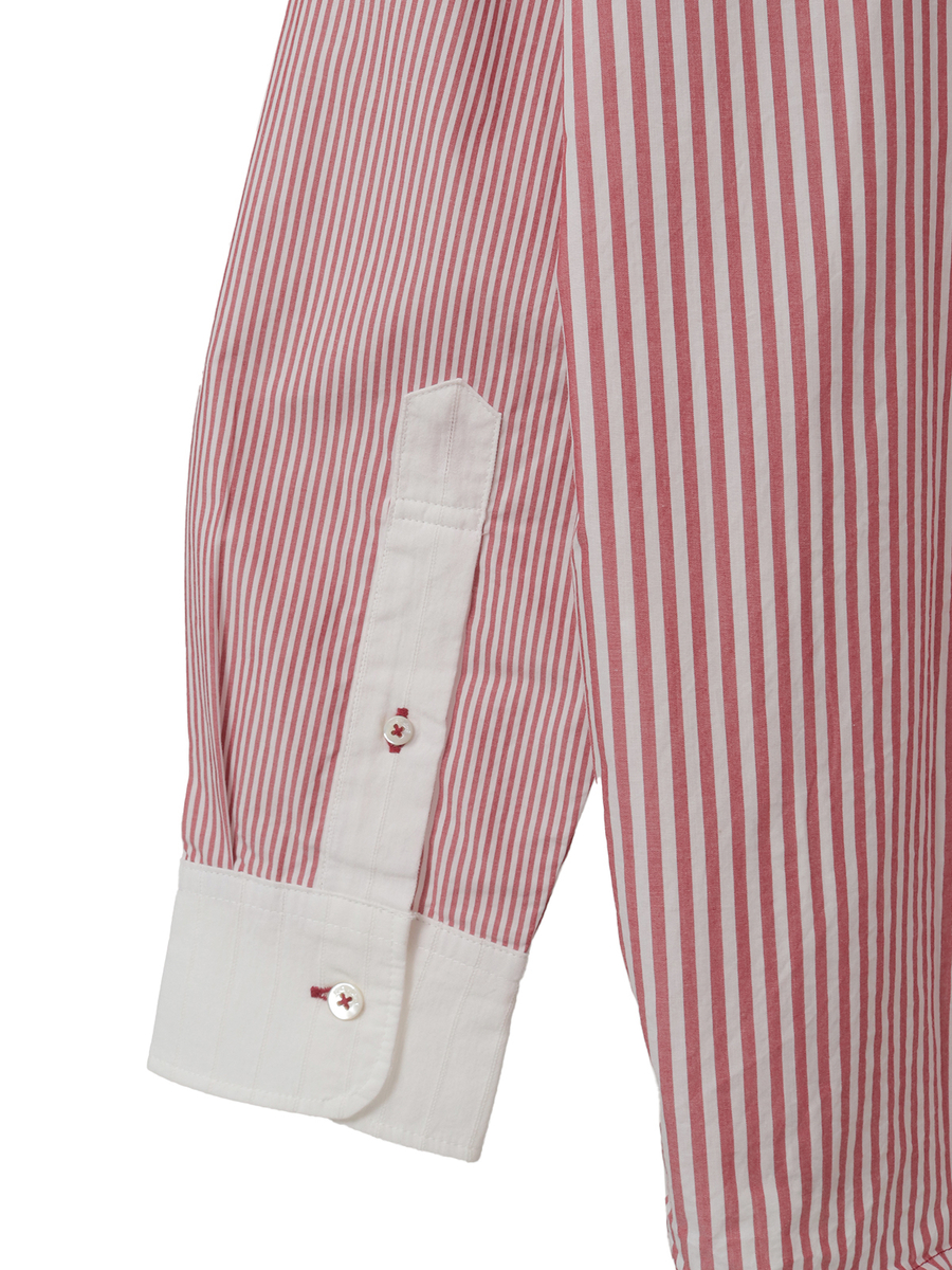 ロゴワンポイント刺繍入りシャツブラウス 詳細画像 ストライプアカ 5