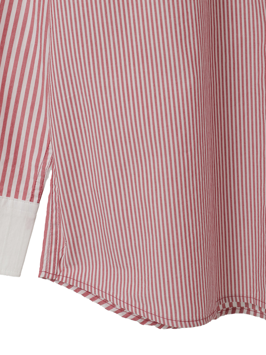 ロゴワンポイント刺繍入りシャツブラウス 詳細画像 ストライプアカ 6