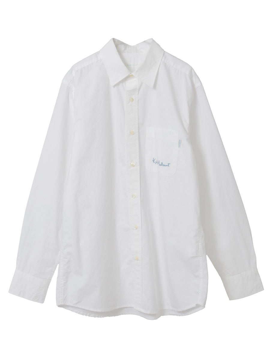 ロゴワンポイント刺繍入りシャツブラウス 詳細画像 シロ 1