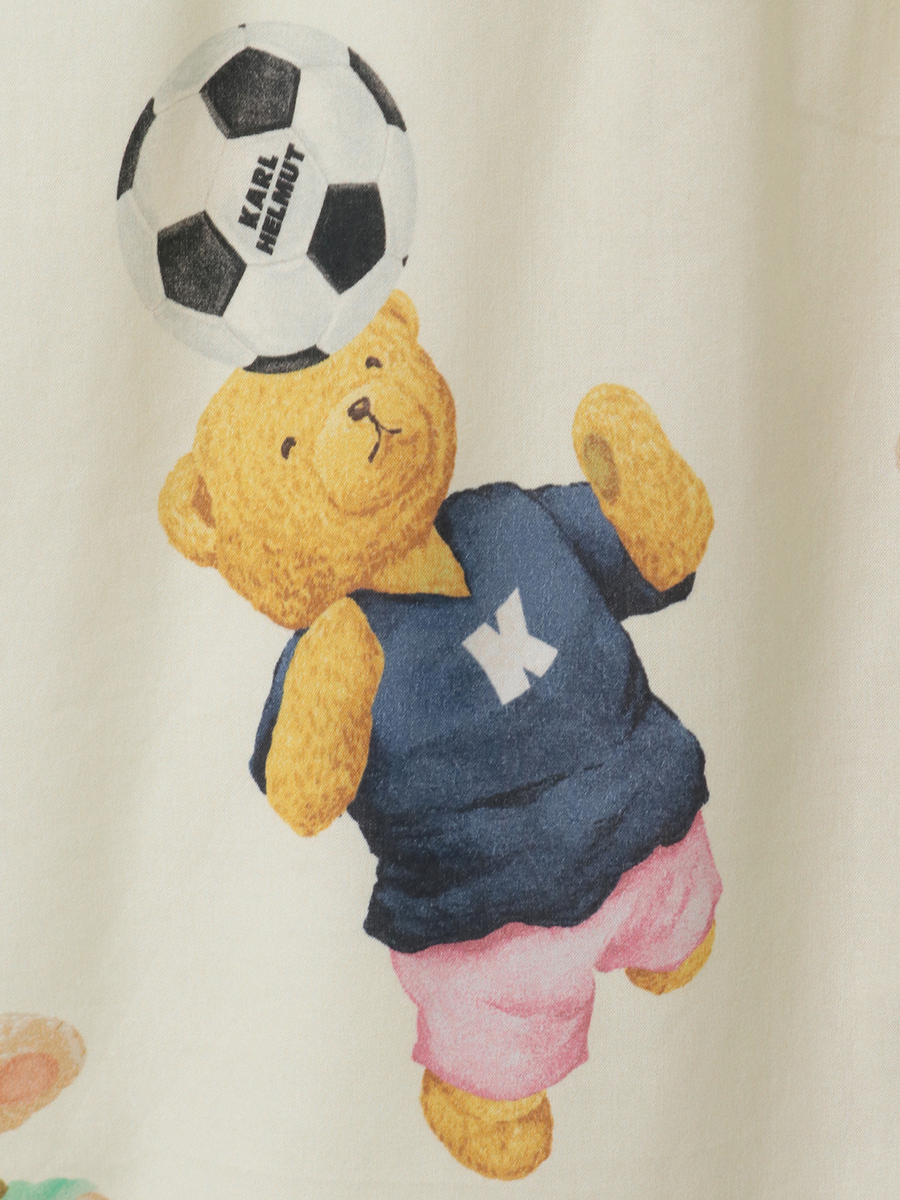 サッカーくまプリントパッチワークシャツブラウス 詳細画像 キナリ&times;ピンクギンガム 7