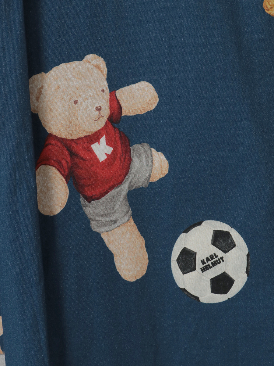 サッカーくまプリントパッチワークシャツブラウス 詳細画像 キナリ&times;ピンクギンガム 9