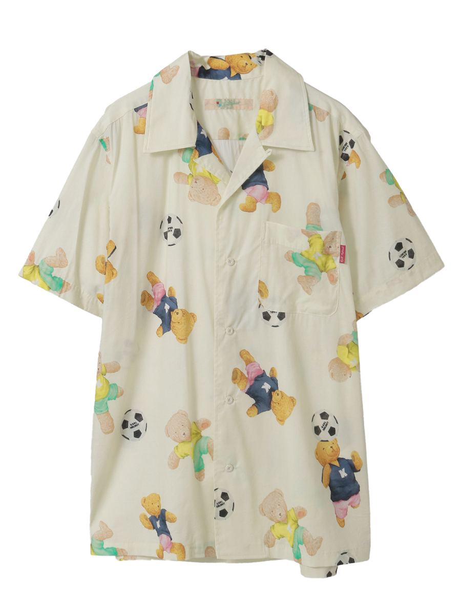 サッカーくまプリントシャツブラウス 詳細画像 キナリ 1