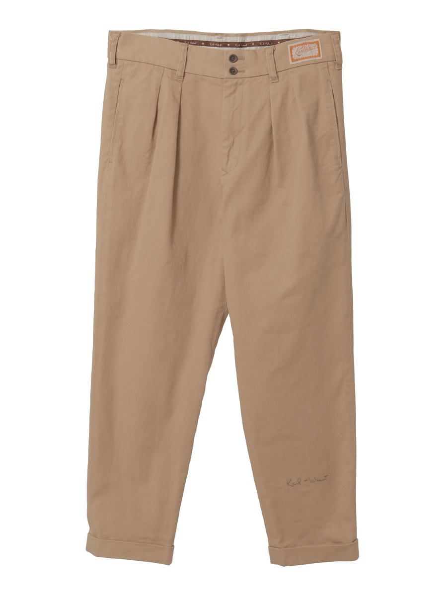 ロゴワンポイント刺繍入りタックパンツ 詳細画像 カーキ 1